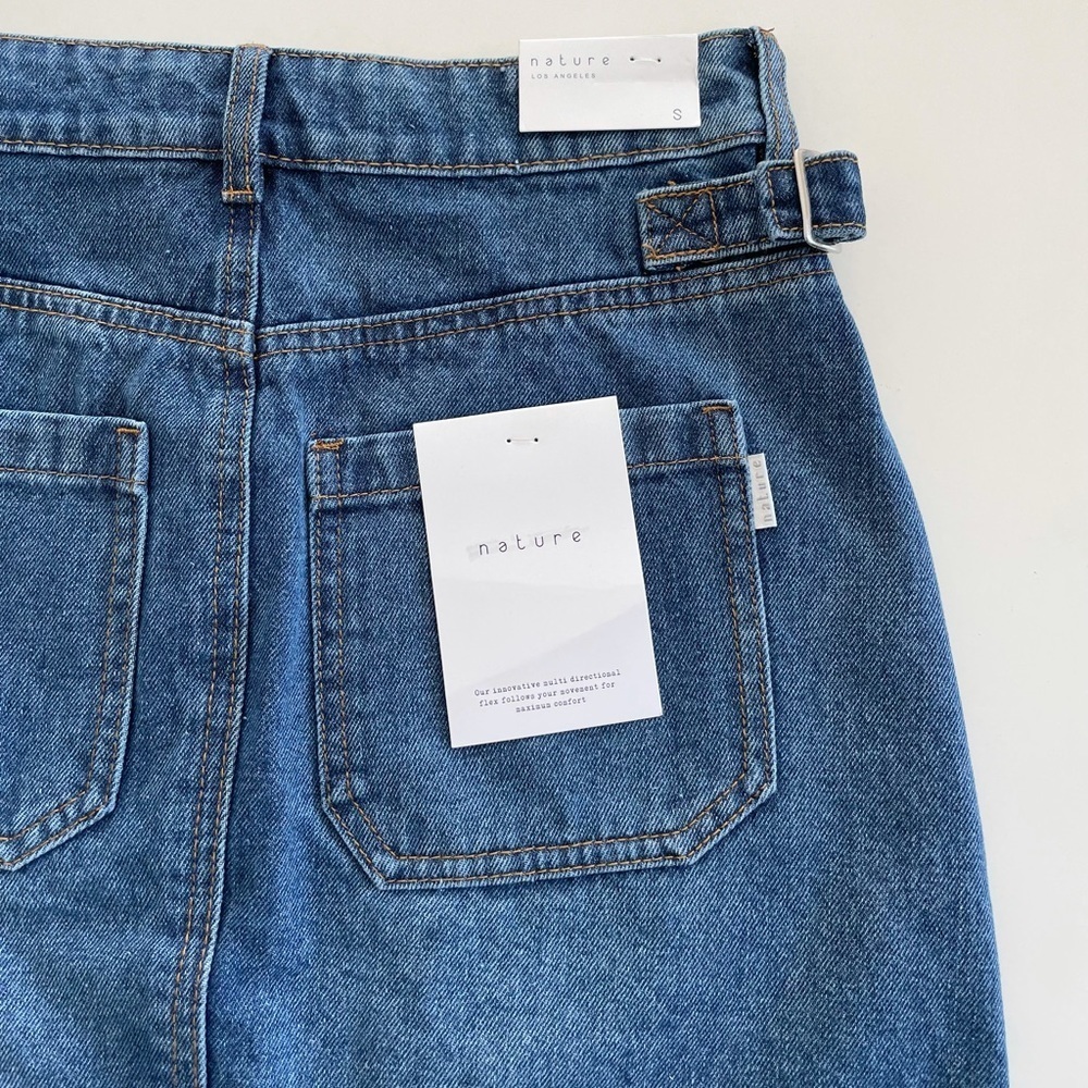 Nature Los Angeles 100% Cotton High-Rise Dark Denim Jean Skirt Women’s Small - Picture 12 of 15
